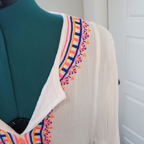 LILLY PULITZER DAHLE TUNIC RESORT WHITE NEON EMBROIDERY BID FRONT WOMEN SMALL - Picture 13 of 14